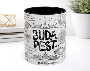 Budapest Illustration Mug , Budapest coffee mug, Budapest vacation coffee cup
