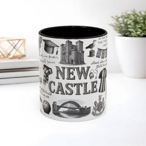 Newcastle Illustrated Landmarks mug, Newcastle coffee cup, Newcastle student coffee cup image 1