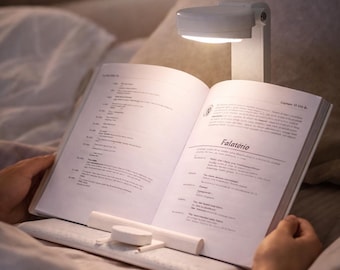 Supporto per libri / Con luce di lettura wireless / Fermapagina regolabile / Marmo bianco da comodino