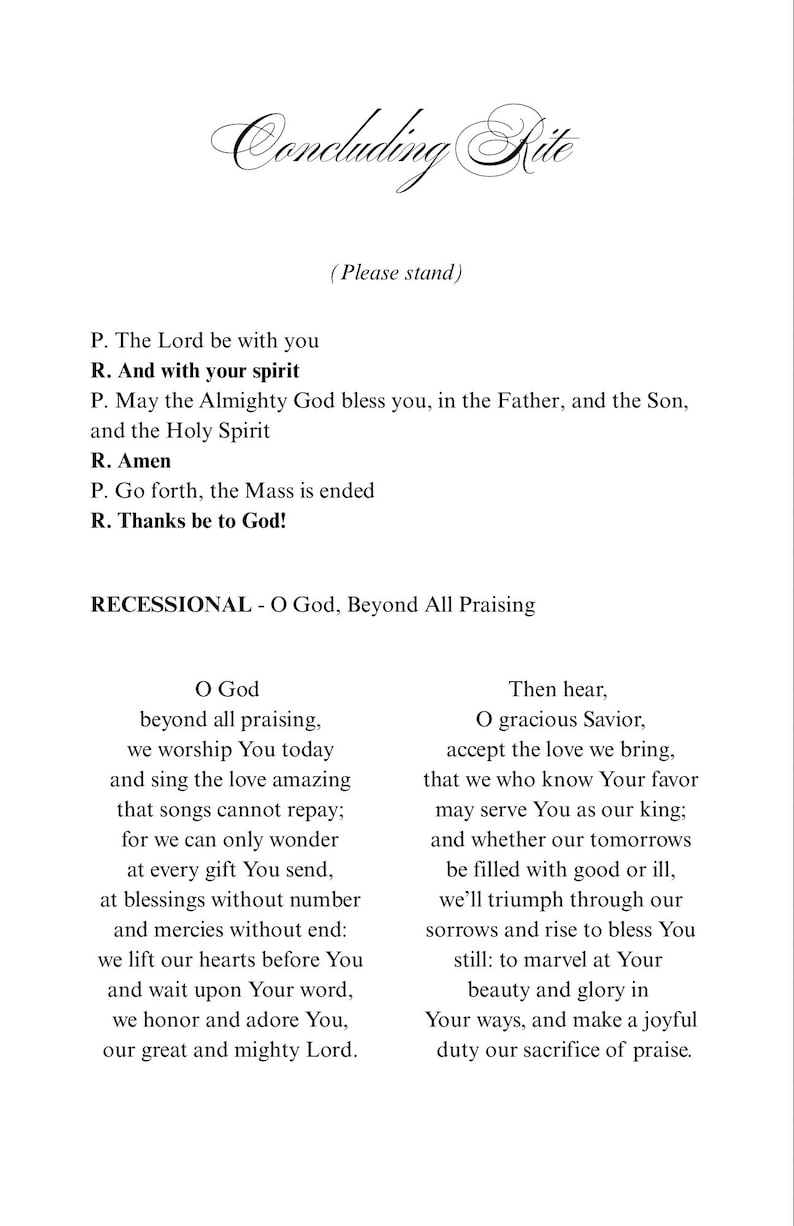 Catholic Wedding Mass Program Template - Etsy