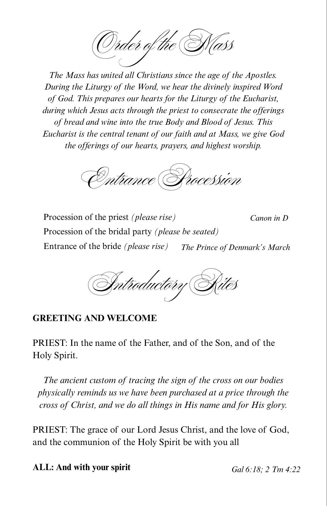 Mass Program Example Catholic Wedding Mass Program Template - Etsy