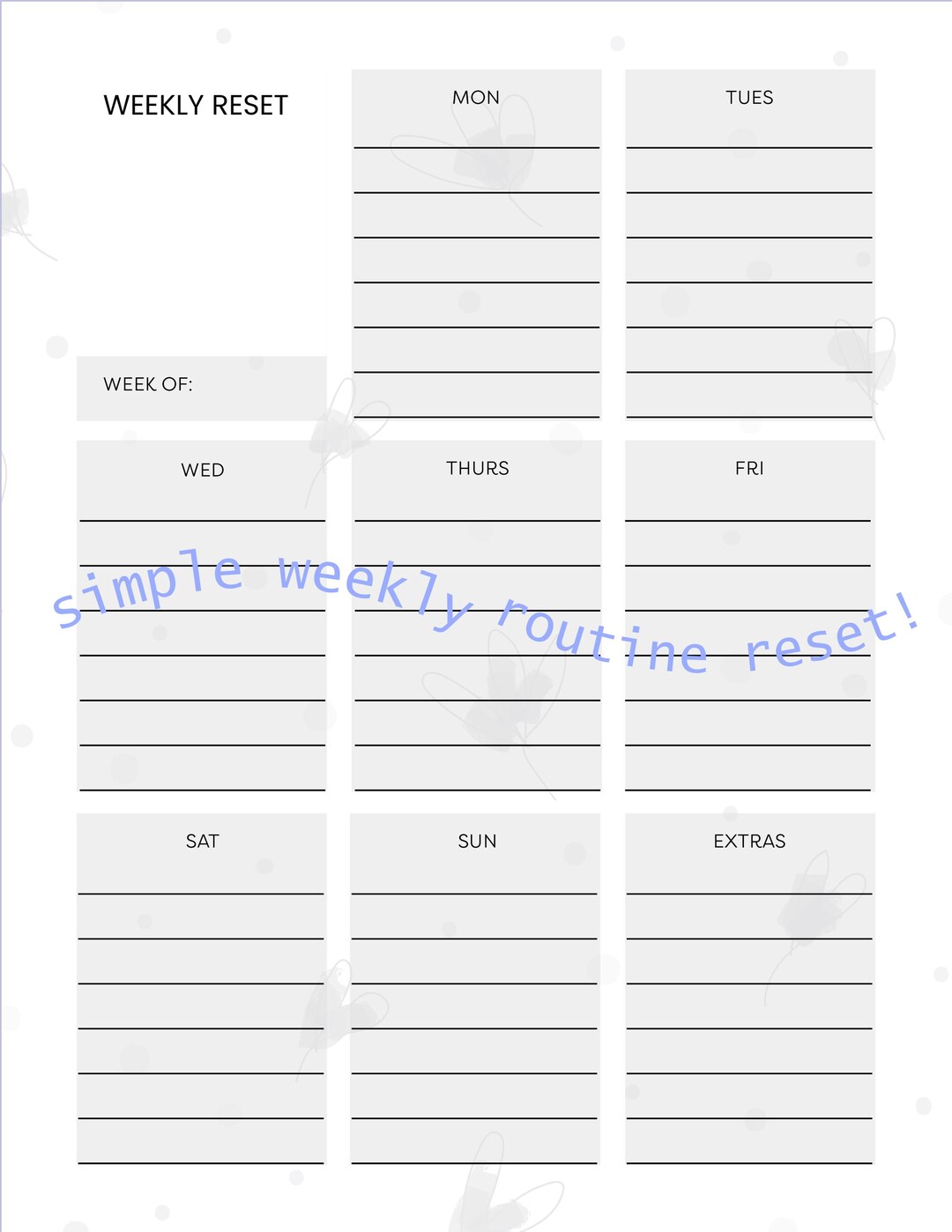 Weekly Reset Planner, Habit Tracker, Cleaning Schedule, Brain Dump ...
