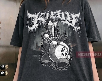 Metal Kirby Vintage Shirt, Gothic Anime Tee, Grunge Kirby Graphic T-Shirt, Spooky Gamer Gift