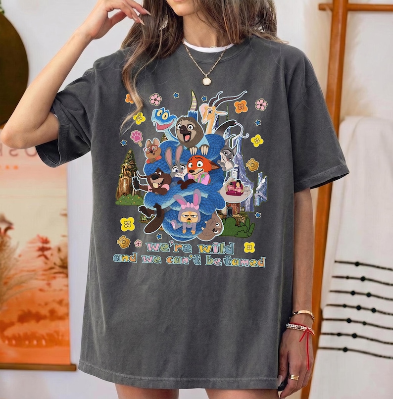 Retro Disney Zootopia 2-tröja, Judy Hopps Nick Wilde-tröja, Vi är vilda och vi kan inte tämjas tröja, Disney Wild Animals, Disneyland-familjeresa bild 6