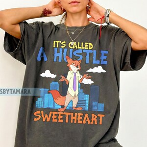 「It's Called A Hustle」ヴィンテージTシャツ、ズートピアTシャツ、ジュディ・ホップス、ニック・ワイルド、ディズニーランド家族旅行 画像 2