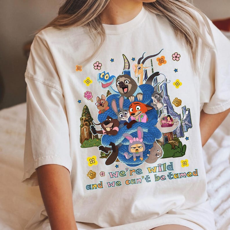 Retro Disney Zootopia 2-tröja, Judy Hopps Nick Wilde-tröja, Vi är vilda och vi kan inte tämjas tröja, Disney Wild Animals, Disneyland-familjeresa bild 1