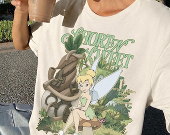 Camiseta corta y dulce de Campanilla, camiseta vintage de hadas Disney, camiseta retro de anime de Campanilla, camiseta "I Leave Quite An Impression", regalo para fans de Disney
