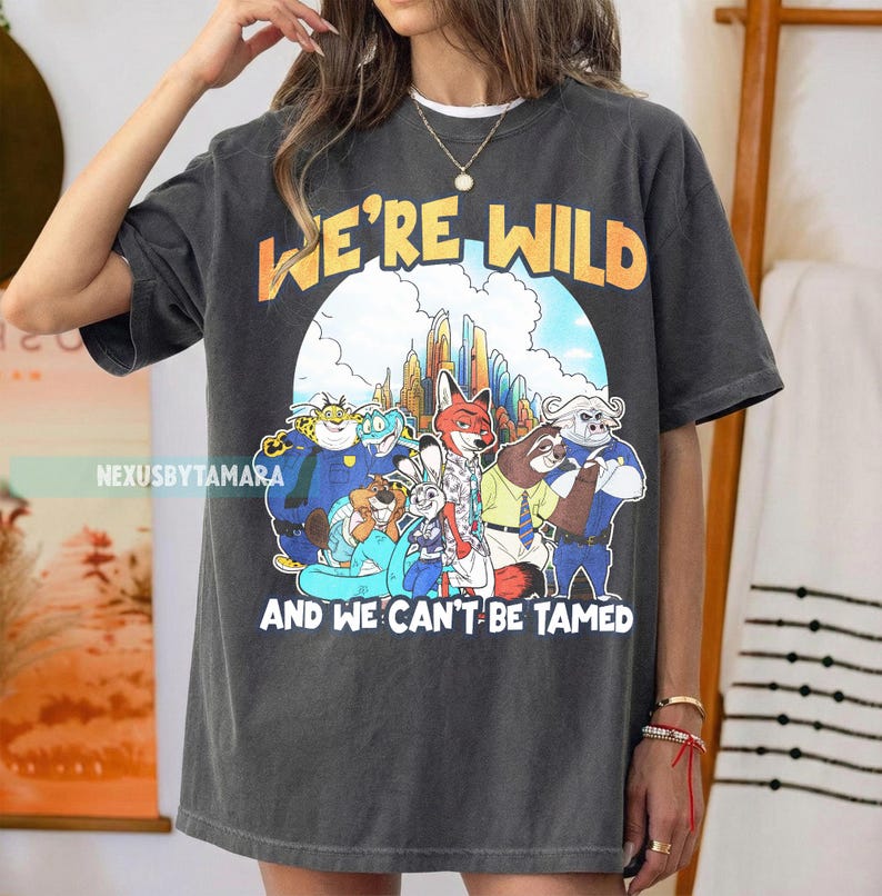 Camiseta Disney Zootopia 2 Somos salvajes y no nos pueden domesticar, Camiseta Judy Hopps Nick Gary Nibbles Bogo, Camiseta familiar a juego para viaje a Disneyland imagen 4