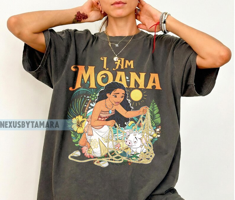 Retro Comfort Colors Disney Moana Shirt, Hei Hei and Pua T-Shirt, Magic Kingdom Park image 1