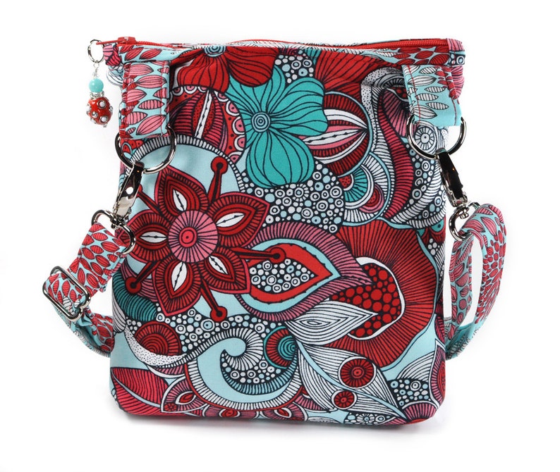 Small Zipper Crossbody Bag Red Turquoise Etsy