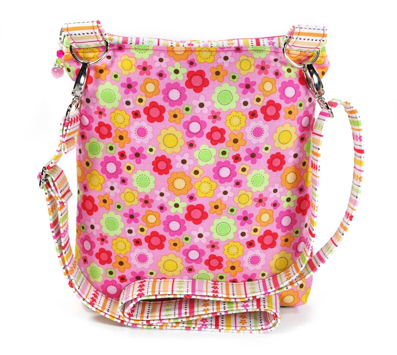Small Crossbody Bag Hot Pink Lime Green Neon Flowers Etsy