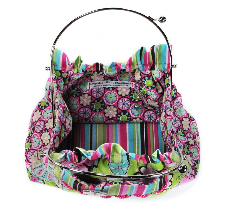 Handbag Hot Pink Lime Green Flowers Shoulder Bag Etsy