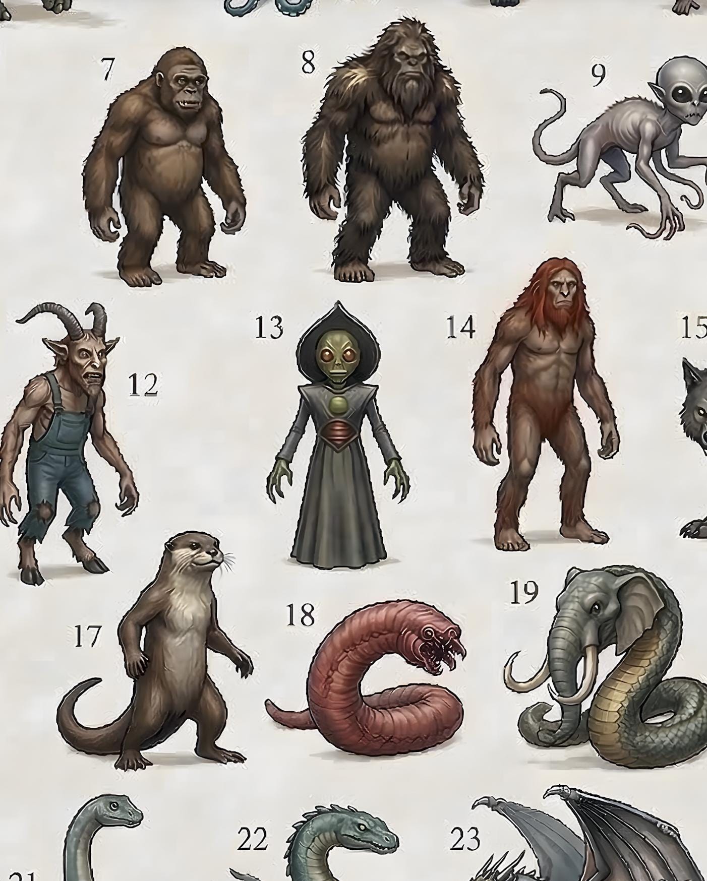 Cryptids of the World Poster – Legendary Creatures Field Guide Art ...
