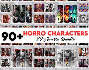 90+ Halloween Characters Tumbler Wrap Bundle, Scary Movie Tumbler,Cartoon Horror 20oz Skinny Tumbler