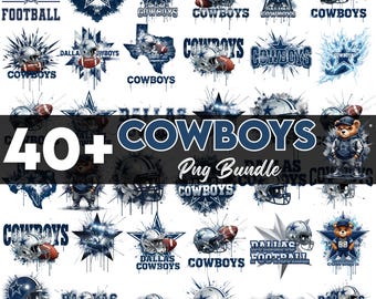 40+ Cowboys Football PNG Bundle | Retro Western Team Mascot Clipart | Game Day Sports Sublimation Designs | Digital Download 300 DPI