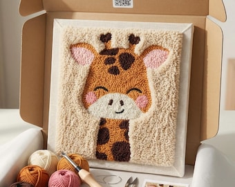 Zestaw igieł dziurkowanych dla początkujących – Żyrafa | Zestaw startowy do haftu DIY