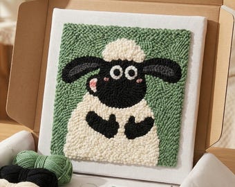 Kit de bordado con aguja perforadora para principiantes - Amigo de la Granja Lanudo / Kit de inicio para bordado DIY