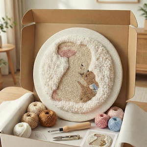 Nålkit för nybörjare - Bunny Duo | Starterset för DIY-broderi
