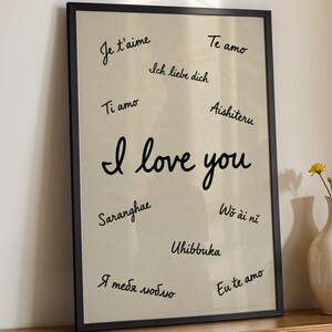 I Love You in Different Languages Print, Romantic Bedroom Wall Art, Multicultural Couples Gift, Minimalist Typography Digital Download