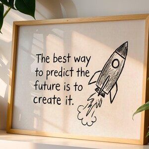 Erstelle die Zukunft Print, motivierende Wandkunst, Rakete Skizze Poster, Büroeinrichtung, Kinderzimmer Wachstum Mindset digitaler Download