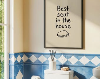 Print Best Seat In The House, grappige toiletkunst aan de muur, poster retro badkamerdecoratie