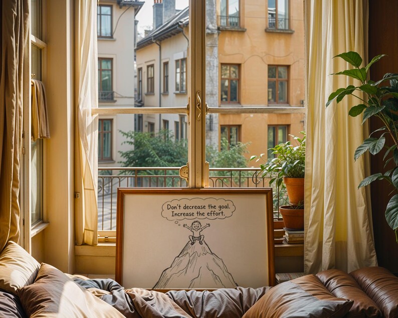 Don't Decrease The Goal Print, Motivational Wall Art, Kids Room Decor, Growth Mindset Poster, Mountain Sketch Digital Download image 2