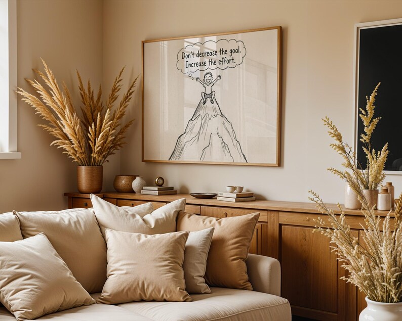 Don't Decrease The Goal Print, Motivational Wall Art, Kids Room Decor, Growth Mindset Poster, Mountain Sketch Digital Download image 8