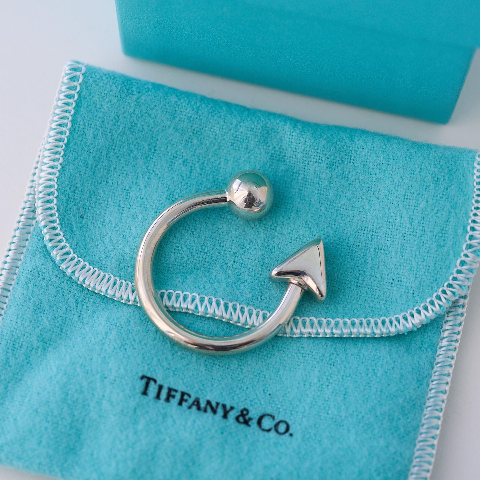 Tiffany & Co. Arrow Pendant Key Ring Sterling Silver Rare Designer