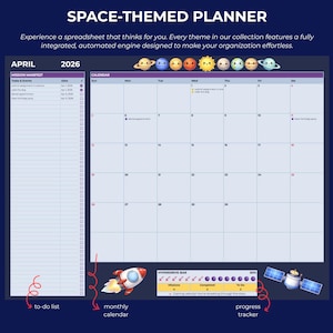 Space-Themed Google Sheet Planner