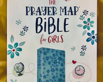 NEW, Prayer Map Bible for Girls NLV, Sky Blue Shimmer, Faith Maps (Ages 8-12)