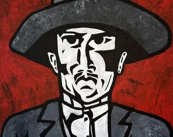 Vaquero Painting 30x30 | Modern Western Portrait | Cowboy Wall Art | Original Acrylic Canvas
