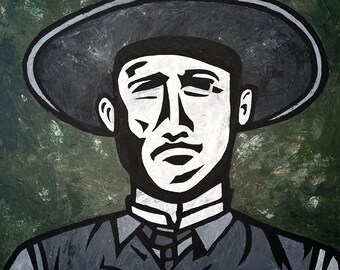 Ranger Painting 30x30 | Western Cowboy Portrait | Modern Western Art | Original Acrylic Canvas
