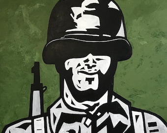 D-Day Painting 36x36 | Military Portrait Painting | Modern War-Inspired Figurative Art | Original Acrylic Canvas