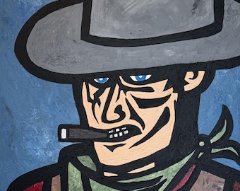Sheriff Cowboy Painting 30x24 | Western Cowboy Portrait | Modern Western Art | Original Acrylic Canvas