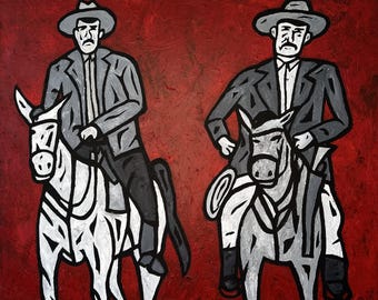 Two Riders Painting 24x30 | Modern Western Portrait | Cowboy Wall Art | Original Acrylic Canvas