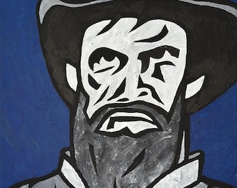 Civil War Painting 20x20 | Modern Western Portrait | Cowboy Wall Art | Original Acrylic Canvas