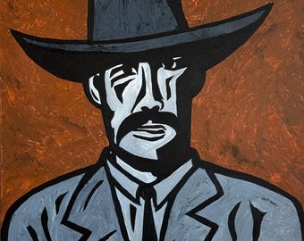 Landman Texas Oilman Painting 36x36 | Modern Western Portrait | Cowboy Wall Art | Original Acrylic Canvas