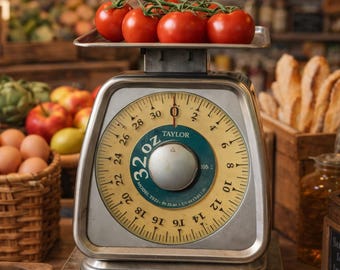 Vintage Taylor 32 oz Kitchen Scale Stainless Steel Mid Century Retro Farmhouse Decor Working