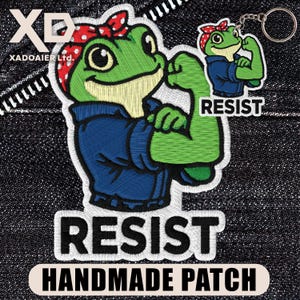 Resist Female Frog Patch Funny Meme Political Activist Human Rights Humor Embroidered Patch Iron On Keychains Hook & Loop For Jacket Jeans