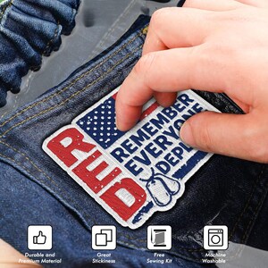 Remember Everyone Deployed Patch Military Patriotic Memorial Day Independence Humor Embroidered Patch Iron On Keychains Hook & Loop imagem 3