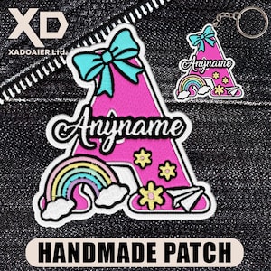 Custom Teacher Initial Name Patch Colorful Text Personalized Monogram School Embroidered Patch Iron On Keychains Hook & Loop For Jacket Hat