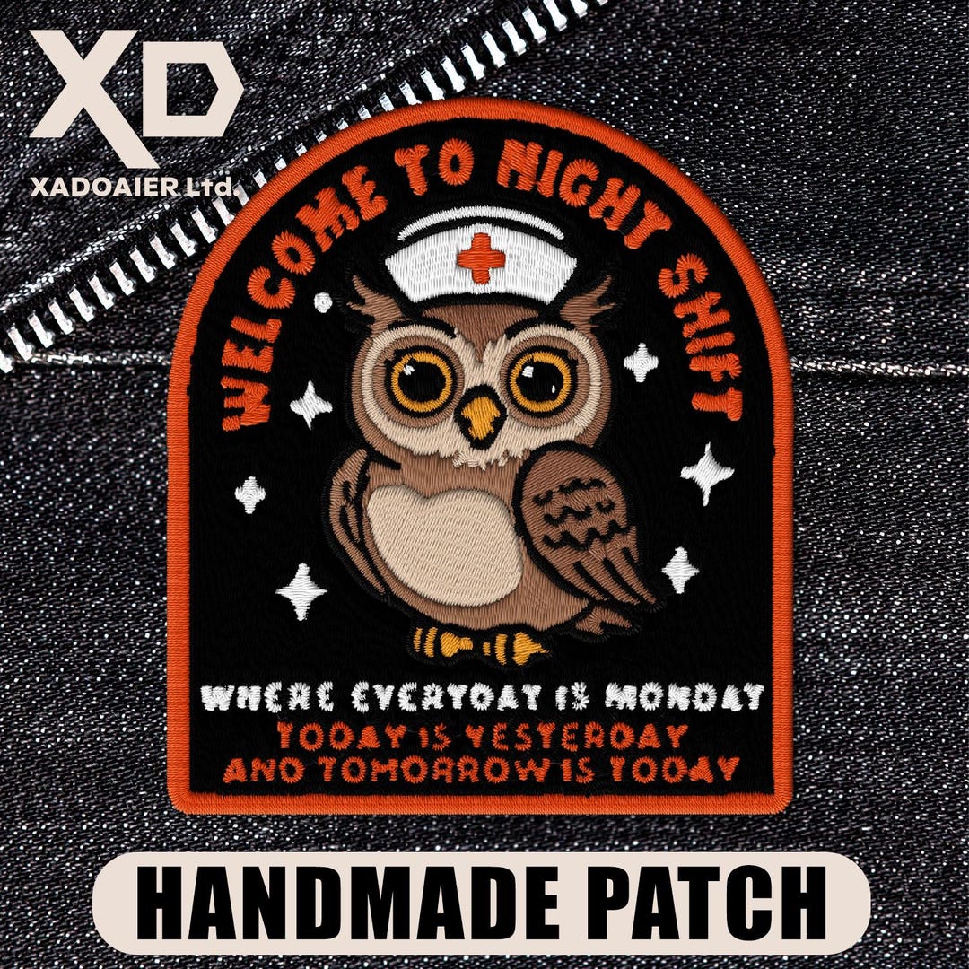 Welcome to Night Shift Owl Embroidered Patch Iron on Keychains Hook ...