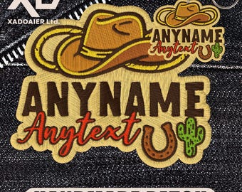 Custom Cowboy Name Patch Colorful Text Personalized Western Country Funny Meme Humor Embroidered Patch Iron On Keychains Hook & Loop
