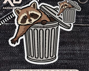 Raccoon In Trash Can Patch Funny Meme Trash Panda Woodland Animal Humor Embroidered Patch Iron On Keychains Hook & Loop For Jacket Hat Jeans