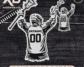 Custom Lacrosse Name Patch Funny Meme Humor Personalized Player Number Team Sport Embroidered Patch Iron On Keychains Hook & Loop For Jacket