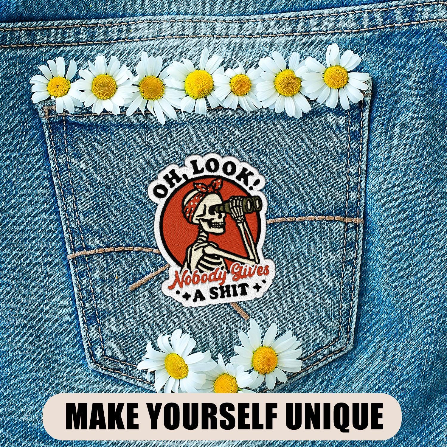 Shithook Patch Oh Look Nobody Gives A Shit Patch Funny Skeleton Meme Sarcastic Humor ...