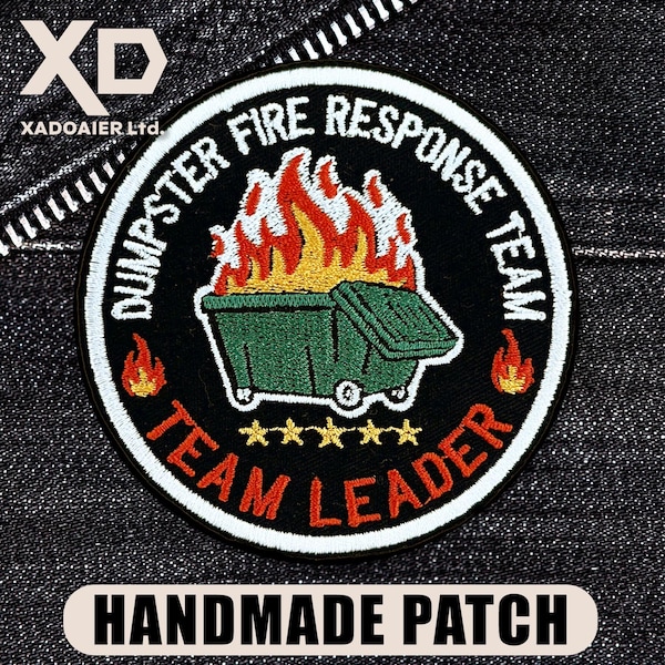 Dumpster Fire Response Team Embroidered Patch Iron On Keychains Hook & Loop Funny Office Humor Patch Team Leader Sarcastic Quote Badge