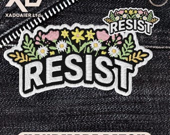 Resist Floral Equality Patch Women Rights Feminist Liberal Female Funny Meme Humor Embroidered Patch Iron On Keychains Hook & Loop