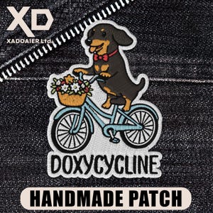 Doxycycline Dog Patch Funny Veterinary Vet Tech Pharmacist Humor Embroidered Patch Iron On Keychains Hook & Loop For Jacket Jeans Backpack