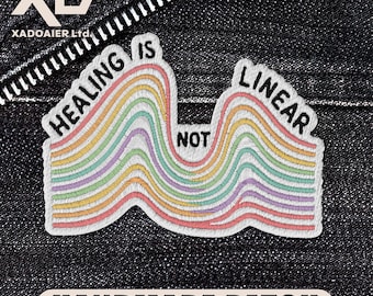 Healing Is Not Linear Patch Mental Health Therapist Psychologist Counselor Embroidered Patch Iron On Keychains Hook & Loop For Jacket Jeans